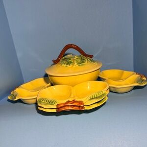 Vintage Belmar pear dish with 4 serving trays